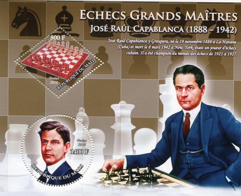 Mali CHESS MASTER Jose Raul Capablanca s/s Perforated Mint (NH)