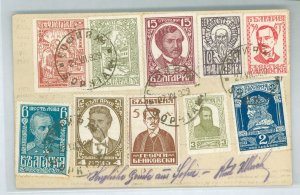Bulgaria 213-22 1929 complete set, postmarked Sophia 27-VII-1929 on picture postcard.