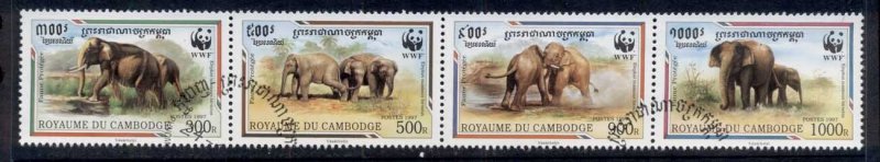 Cambodia 1997 WWF Elephants str4 CTO