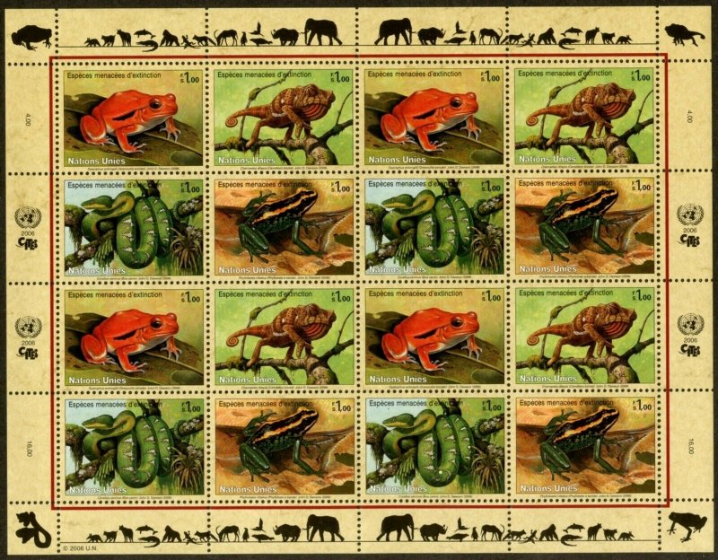 UNITED NATIONS Sc# NY 908-11 GE453-6 VI376-91 2006 Endangered Species Sheets MNH