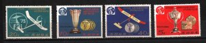 KOREA NORTH 1976 AIRPLANE MODELS SPORTS SET OF 4 STAMPS MNH