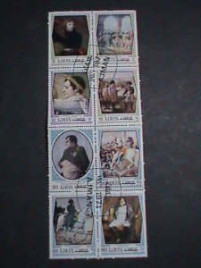 AJMAN STAMP-1971 COLORFUL HISTORY OF NAPOLEON CTO BLOCK OF 8  #1 VERY FINE