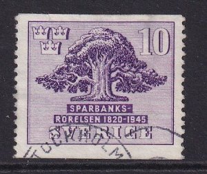 Sweden #366  used 1945 oak tree  perf. 12 1/2   Vert.  10o