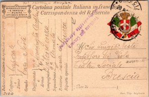 1917 Italy Military Post Aviation WW1 Airplanes Squad Postcard Cover to Brescia