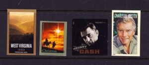 US Johnny Cash, Charlton Heston, West Virginia, Christmas, Imperforate Forever