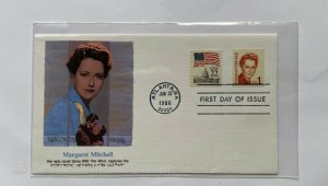 US FDC , 	MARGARET MITCHELL , GONE WITH THE WIND 	1986	ATLANTA , GA 		DOUBLE STA