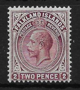 FALKLAND ISLANDS SG62 1912 2d MAROON MTD MINT