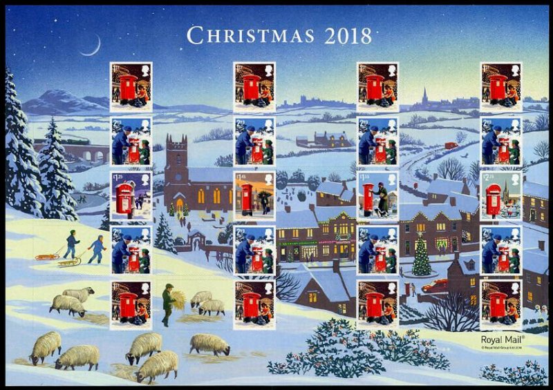 HERRICKSTAMP GREAT BRITAIN Sc.# 3800B Christmas 2018 Smiler Sheet