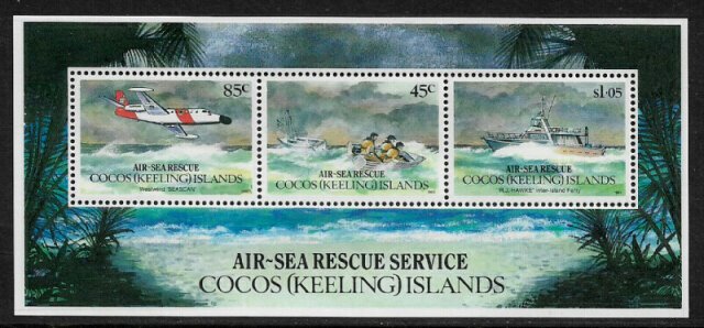 Cocos Is #285a MNH S/Sheet - Air-Sea Rescue Service