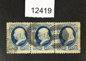 MOMEN: US STAMPS # 182 VF STRIP USED LOT #12419