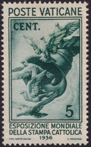 Vatican City 1936 #47 vf mh (eGrade 81); 5c Dark Blue Green