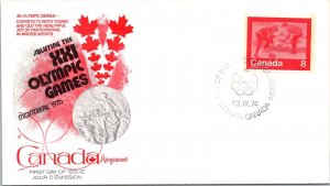 Canada 1974 FDC XXI Olympic Games, Hockey - Ottawa - Single - F76690