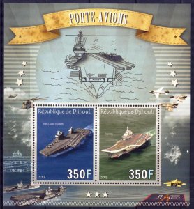 Djibouti 2013 Ships Aircraft Carrier Sheet MNH