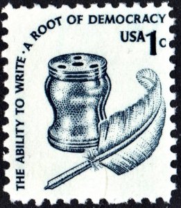 SC#1581 1¢ Inkwell & Quill Single: Dull Gum (1977) MNH