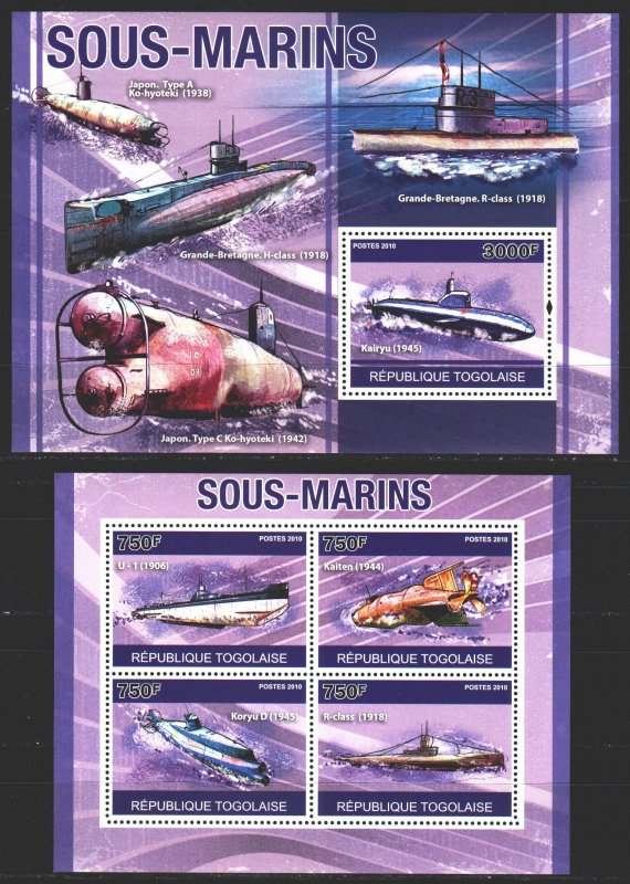 Togo. 2010. 3744-47, bl559. Submarines. MNH.