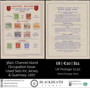 3840: Channel Island Occupation Issue: Used Sets Inc Jersey & Guernsey. c£67