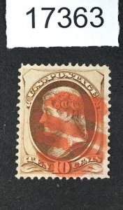 MOMEN: US STAMPS # 161 VF+ RED GRID USED $31+ LOT #17363