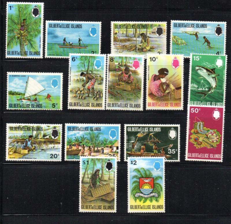 Gilbert & Ellice Islands Sc 173-87 1971 long stamp set mint NH