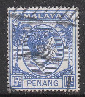 Malaya Penang 1949 Sc 13 KGVI 15c Used
