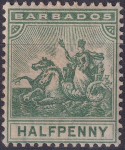 Sc# 92 Barbados 1904 - 1910 Seal of the Colony ½p issue MVLH CV $27.50