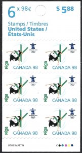 Canada #2311a 98¢ Miga Winter Olympics Mascot (2009). Booklet of 6 stamps. MNH