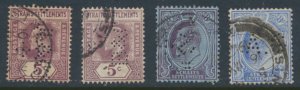 Straits Settlements  4  perfins  see details & scans