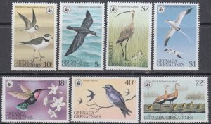 GRENADA GRENADINES Sc # 290-6 MNH CPL SET of 7 - VARIOUS BIRDS