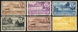 SPANISH GUINEA Scott 305-309A F-VF+/MNH-1949 2c-30c San Carlos Bay-Partial Set