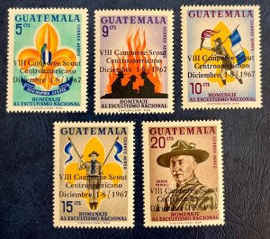 Guatemala C376-C380 / 1967 Scouts Overprint Stamps / Complete Set / MNH