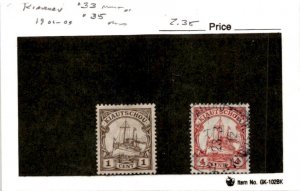 Kiauchau - Germany, Postage Stamp, #33 Mint Hinged, 35 Used, 1906 (AF)