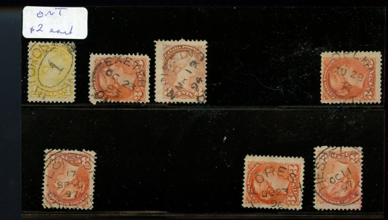 Small Queen CANCEL LOT Canada used, fancy, dated, corks, parcel, RPO's etc. 