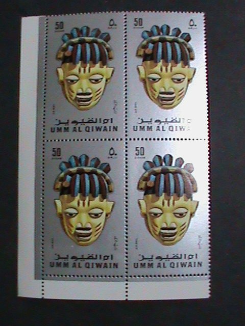 ​UMM AL QIWAIN STAMP- AFRICA FAMOUS MASKS LARGE MNH BLOCK OF 4 SET VF