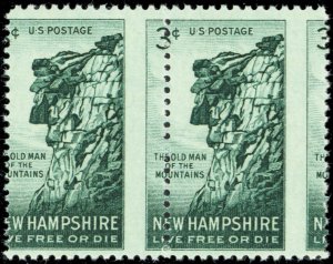 1068, Mint NH 3¢ Misperfed Error Pair of New Hampshire Stamps - Stuart Katz