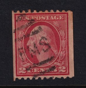 1914 Sc 442 2c carmine used coil single perf 10 CV $40