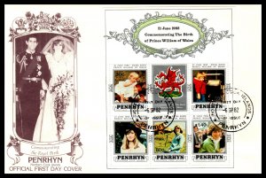 Penrhyn Island 204a Prince William Souvenir Sheet U/A FDC