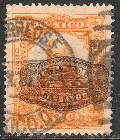 MEXICO 579 20cents ON 5cent BARRIL SURCHARGE USED. F-VF. (248)