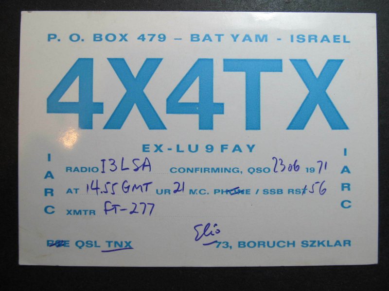 10360 Amateur Radio QSL Card BAT YAM ISRAEL