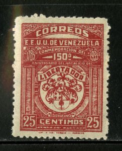 VENEZUELA 306 MNH SCV $3.00 BIN $1.50 CREST