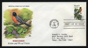 #2001 20c Wisconsin, Unknown [Monarch Size] FDC **ANY 5=FREE SHIPPING**