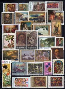 Art Stamp Collection Used Paintings Flowers Landscapes Boats ZAYIX 0424S0297