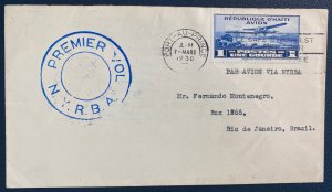 1930 Port Au Prince Haiti First Flight Airmail Cover To Brazil Via NYRBA