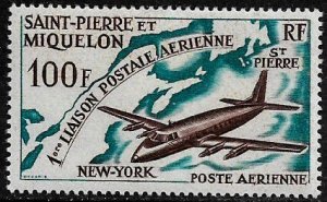 St Pierre & Miquelon #C28 MNH Stamp - Airmail Service - Airplane