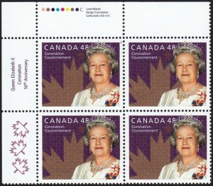 QUEEN ELIZABETH II * 50th CORONATION = CANADA 2003 #1987 MNH UL Block of 4