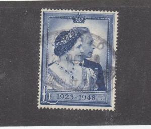 GREAT BRITAIN # 268 VF-LIGHT USED KGV1 1948 SILVER WEDDING CAT VALUE $40