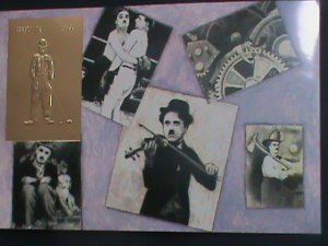 GUYANA-GOLD REPLICA- CHARLEY CHAPLIN-FUNNY ACTOR  IMPERF: MNH S/S- VF-RARE