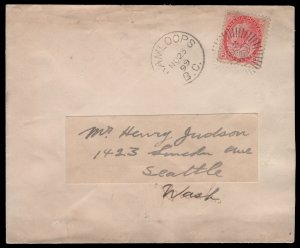 1899 Kamloops to USA, crown at Victoria. (H). 