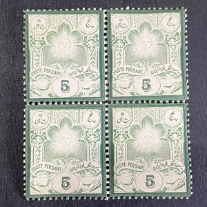 IRAN STAMP 1882 sun stamp 5 Chahi block MNH Poste Persane