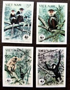 *FREE SHIP Vietnam WWF Monkey 1987 Gibbon Douc Fauna Wildlife (stamp) *imperf