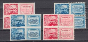 ROMANIA STAMPS 1949 Transport Workers Union MNH POST Airmail train bus BLOCKS
