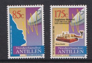 Netherlands Antilles #760-761  MNH  1996   100 years wireless Telegraph